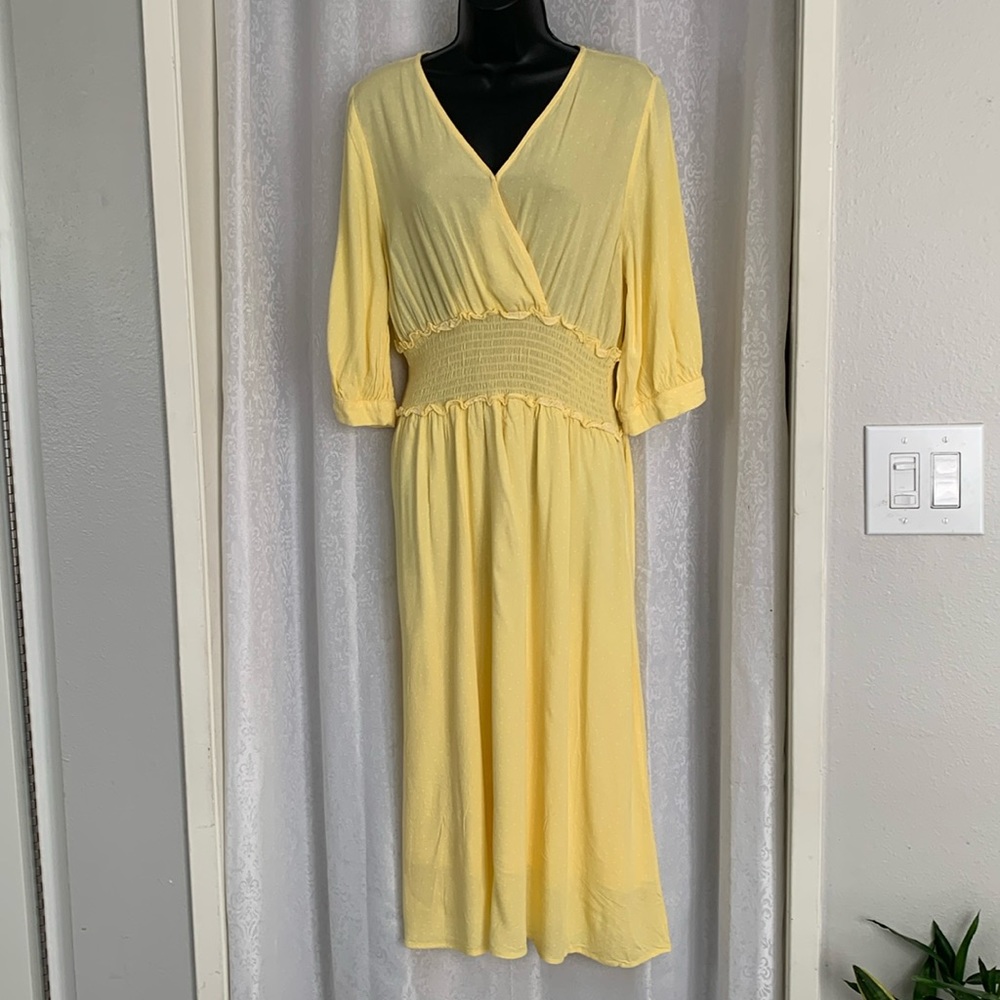 ELODIE Yellow Full Skirt Dress Sz: L